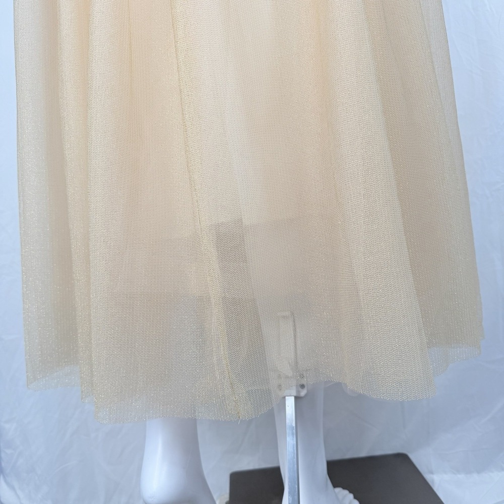 J.Crew Tulle Ball Skirt in Pale Buff Gold Pleated Ribbon Belt A-line Maxi Sz-00 - Picture 8 of 16